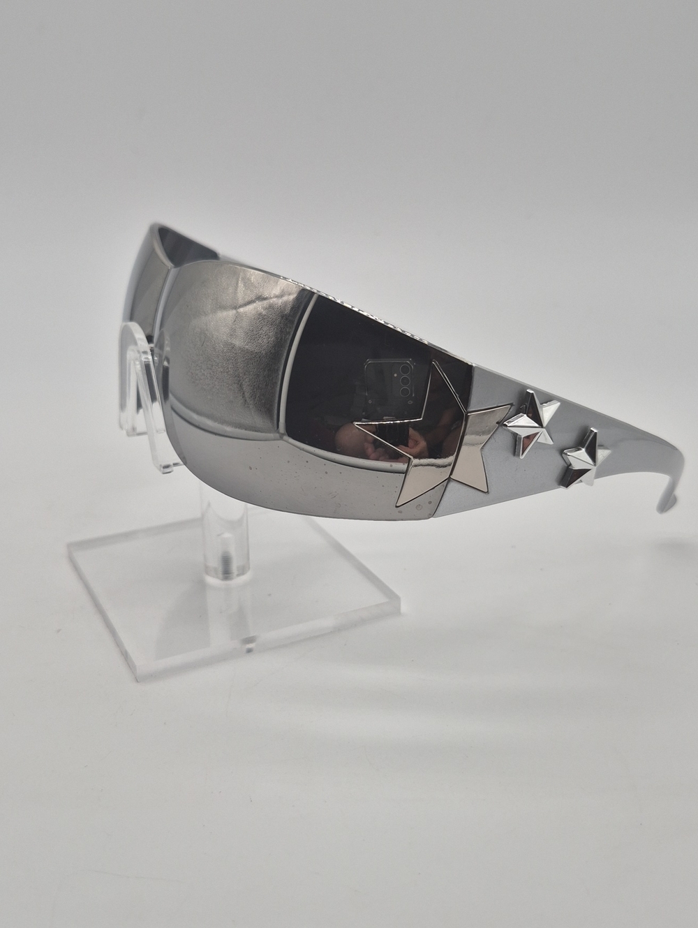 "HOTTIE ALERT" Silver Star-Accent Shield Sunglasses - Men Accessories